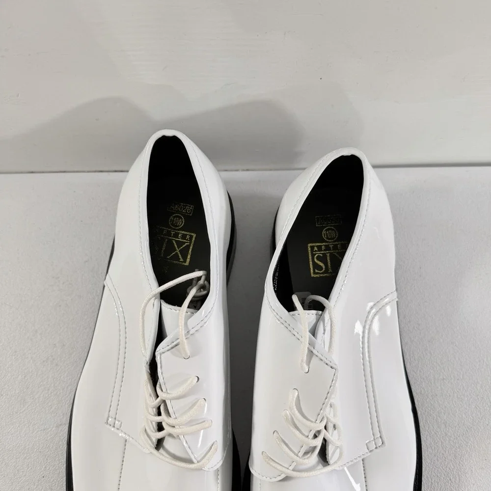 After Six Men's White Patent Leather Tuxedo Dress Shoes Oxfords Size 11.5 W NWOB